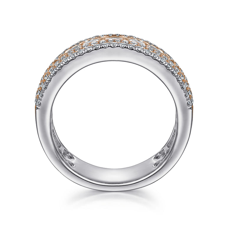 Fancy Wedding Ring in 14k White/Rose Gold with Princess Cut Natural Diamond at Gabriel & Co. - Shot 2
