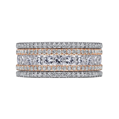 14K White and Rose Gold Wide Diamond Anniversary Ring