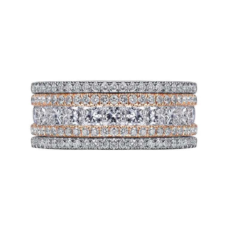 Fancy Wedding Ring in 14k White/Rose Gold with Princess Cut Natural Diamond at Gabriel & Co. - Shot 6