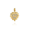 14K White and Yellow Gold 24mm Diamond Pave and Diamond Cut Finish Heart Medallion Pendant With Detachable Bail - 1.05 ct