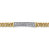 14K White and Yellow Gold 7mm Solid Cuban Link Chain Bracelet with Pave Diamond ID Plate - 1.5 ct