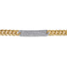 14K White and Yellow Gold 8mm Hollow Cuban Link Chain Bracelet with Pave Diamond ID Plate - 1.5 ct