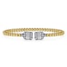 14K White and Yellow Gold Baguette and Round Rectangular Bujukan Bangle - 0.85 ct