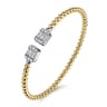 14K White and Yellow Gold Baguette and Round Rectangular Bujukan Bangle - 0.85 ct