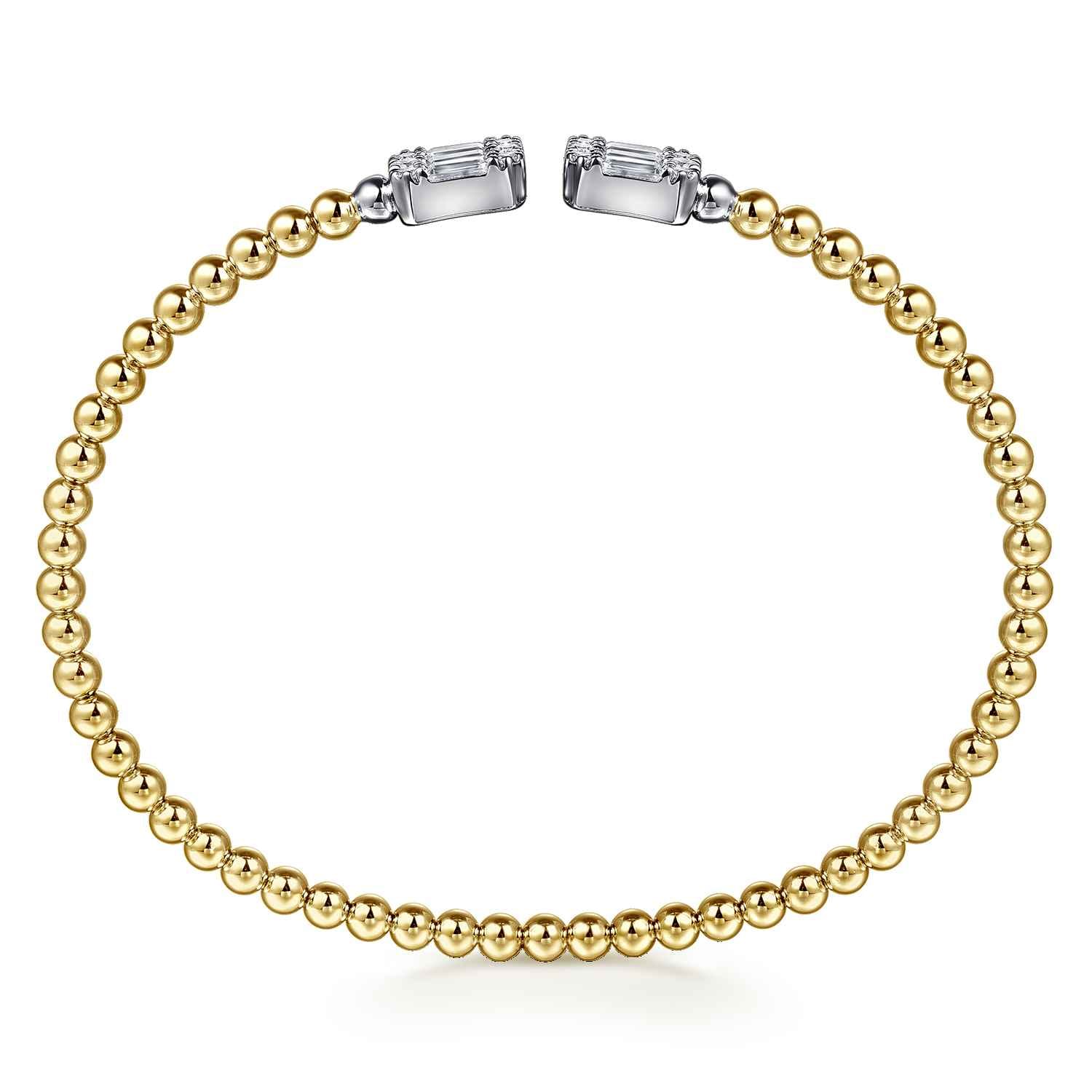 14K White and Yellow Gold Baguette and Round Rectangular Bujukan Bangle - 0.85 ct - Shot 3