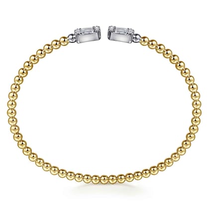 14K White and Yellow Gold Baguette and Round Rectangular Bujukan Bangle