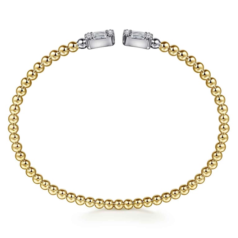 14K White and Yellow Gold Baguette and Round Rectangular Bujukan Bangle - 0.85 ct - Shot 3