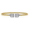 14K White and Yellow Gold Baguette and Round Rectangular Bujukan Bangle - 0.85 ct