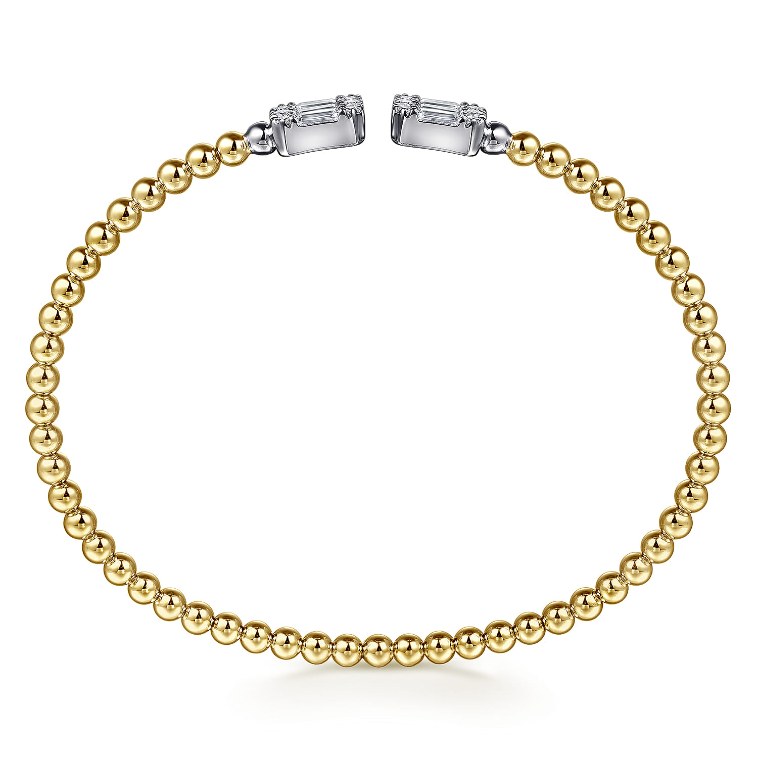 14K White and Yellow Gold Baguette and Round Rectangular Bujukan Bangle - 0.85 ct - Shot 3