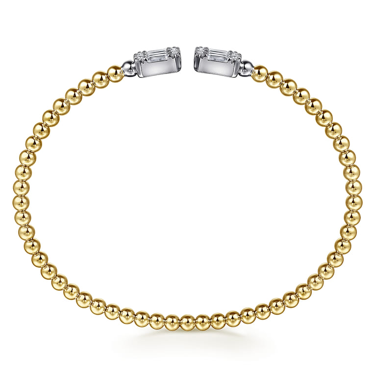 14K White and Yellow Gold Baguette and Round Rectangular Bujukan Bangle - 0.85 ct - Shot 3