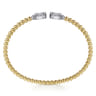 14K White and Yellow Gold Baguette and Round Rectangular Bujukan Bangle - 0.85 ct
