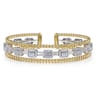 14K White and Yellow Gold Baguettes Shape Bujukan Bangle with 3 Rolls - 1 ct