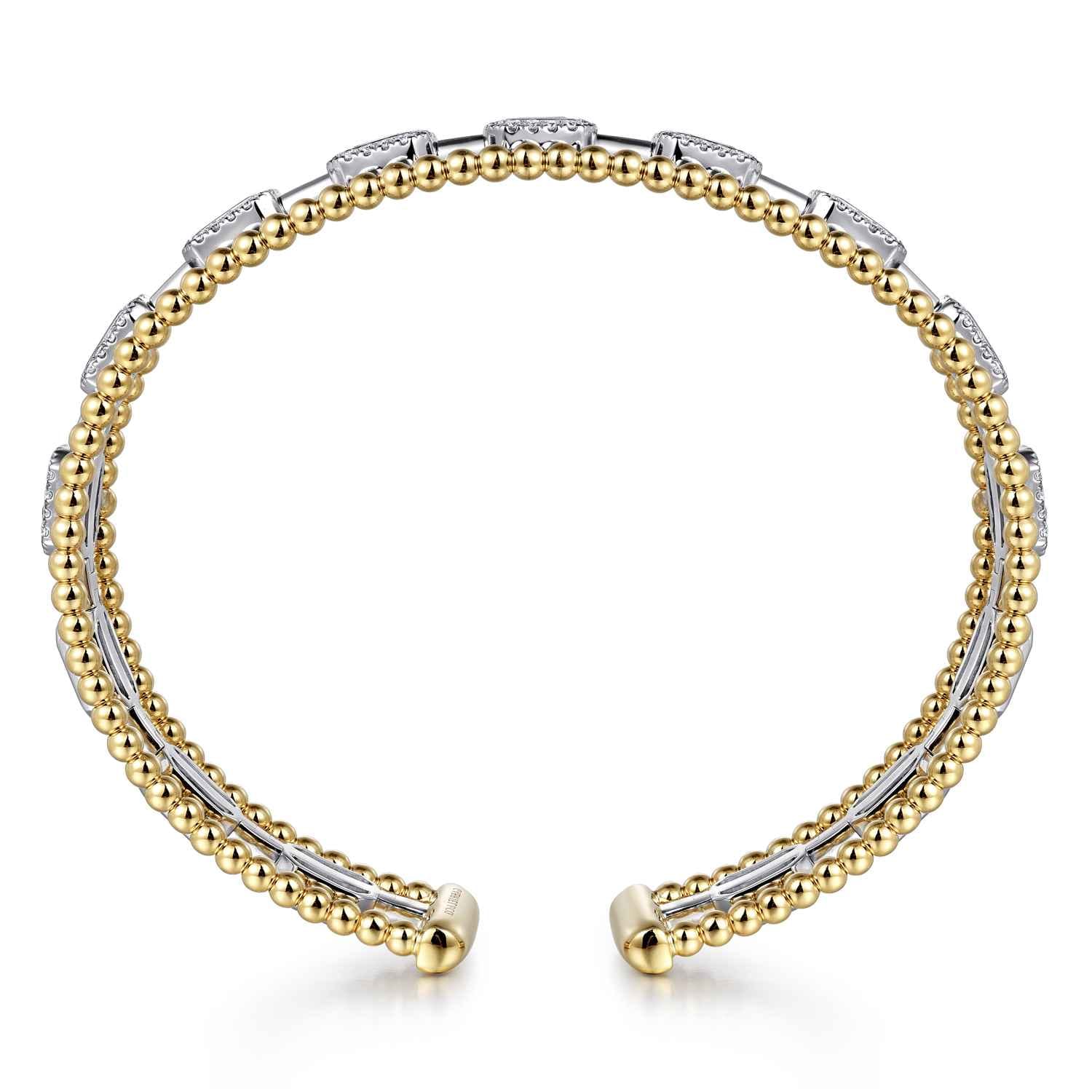 14K White and Yellow Gold Baguettes Shape Bujukan Bangle with 3 Rolls - 1 ct - Shot 3