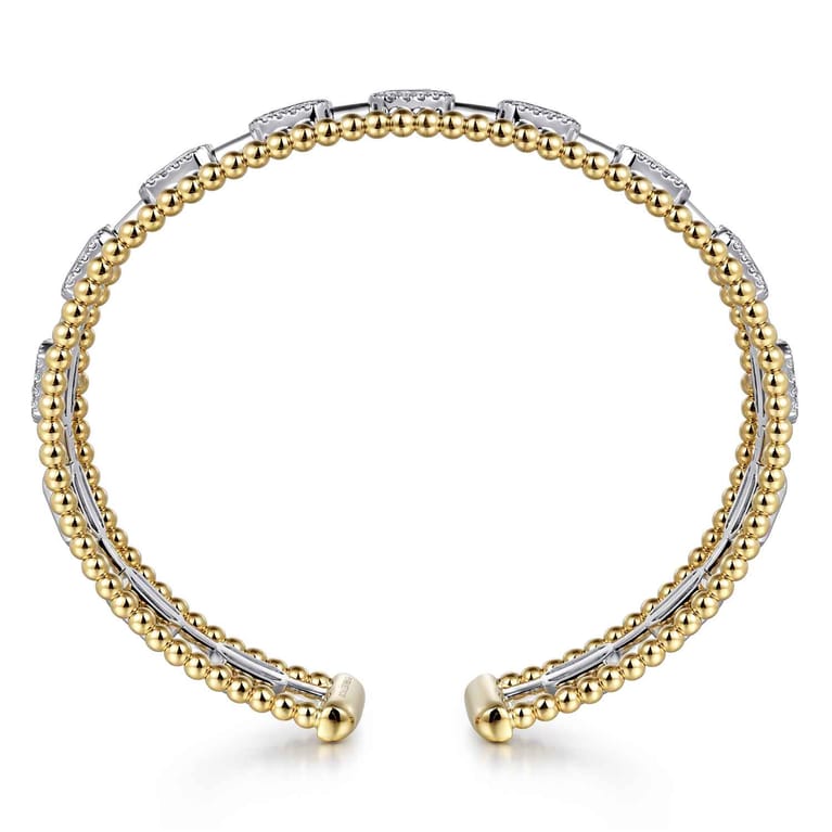 14K White and Yellow Gold Baguettes Shape Bujukan Bangle with 3 Rolls - 1 ct - Shot 3