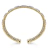 14K White and Yellow Gold Baguettes Shape Bujukan Bangle with 3 Rolls - 1 ct