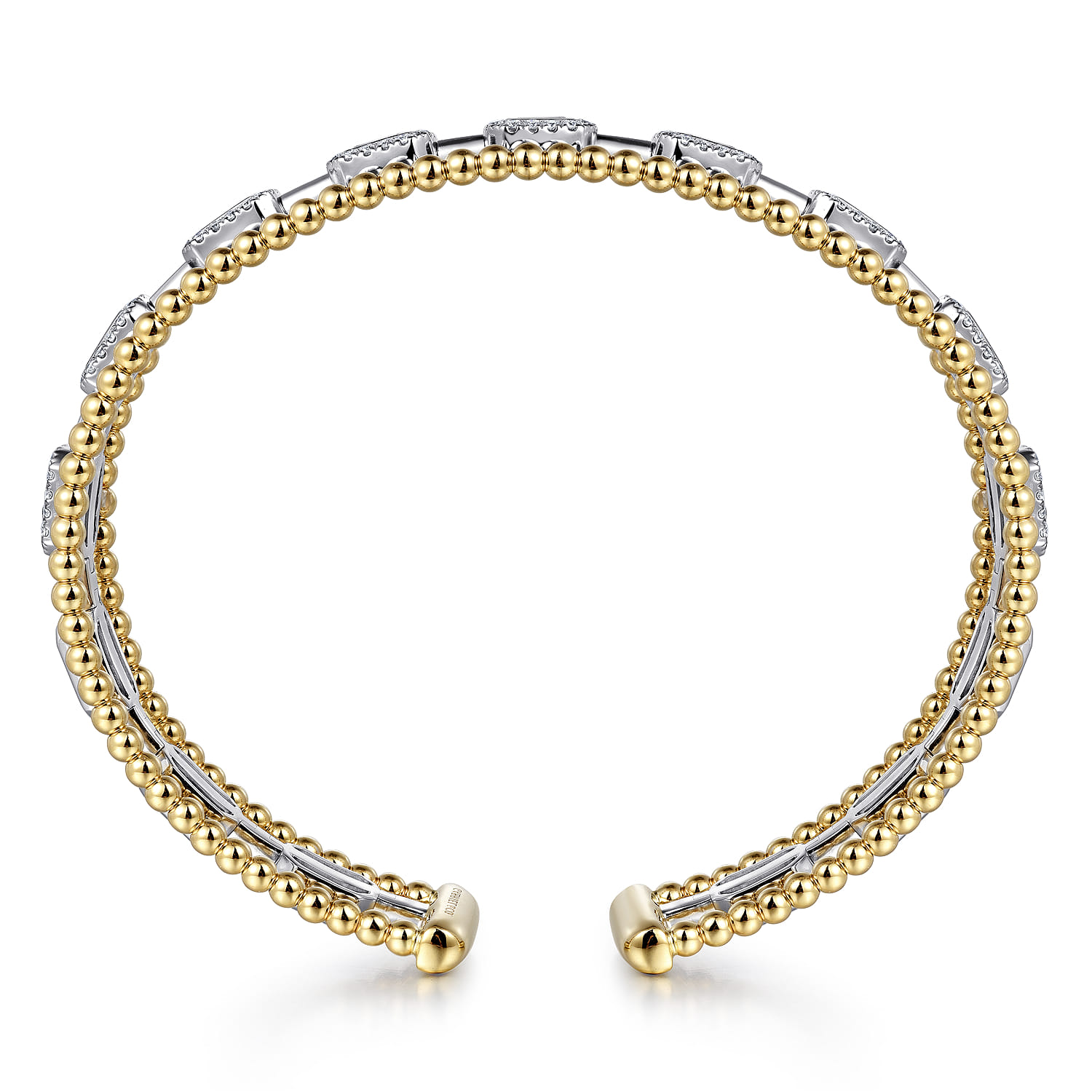 14K White and Yellow Gold Baguettes Shape Bujukan Bangle with 3 Rolls - 1 ct - Shot 3