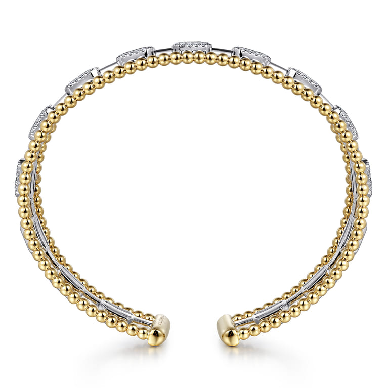 14K White and Yellow Gold Baguettes Shape Bujukan Bangle with 3 Rolls - 1 ct - Shot 3