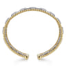 14K White and Yellow Gold Baguettes Shape Bujukan Bangle with 3 Rolls - 1 ct