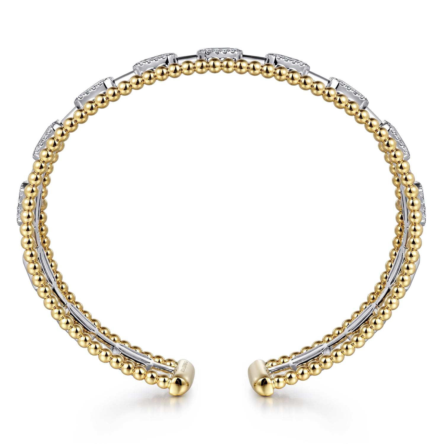 14K White and Yellow Gold Baguettes Shape Bujukan Bangle with 3 Rolls - 1 ct - Shot 3
