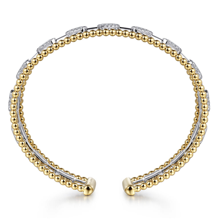 14K White and Yellow Gold Baguettes Shape Bujukan Bangle with 3 Rolls - 1 ct - Shot 3