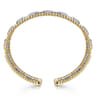 14K White and Yellow Gold Baguettes Shape Bujukan Bangle with 3 Rolls - 1 ct