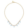 14K White and Yellow Gold Bead Chain Diamond and Blue Topaz Droplet Necklace - 0.35 ct