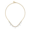 14K White and Yellow Gold Bead Chain and Diamond Droplet Necklace - 0.5 ct