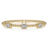 14K White and Yellow Gold Bujukan Beaded Diamond Cuff Bangle Bracelet - 0.35 ct