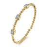 14K White and Yellow Gold Bujukan Beaded Diamond Cuff Bangle Bracelet - 0.35 ct