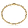 14K White and Yellow Gold Bujukan Beaded Diamond Cuff Bangle Bracelet - 0.35 ct