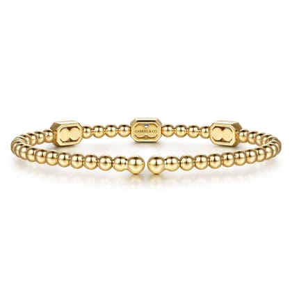 14K White and Yellow Gold Bujukan Beaded Diamond Cuff Bangle Bracelet