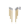 14K White and Yellow Gold Bujukan Beaded Leaf Diamond Drop Chandelier Earrings - 0.24 ct
