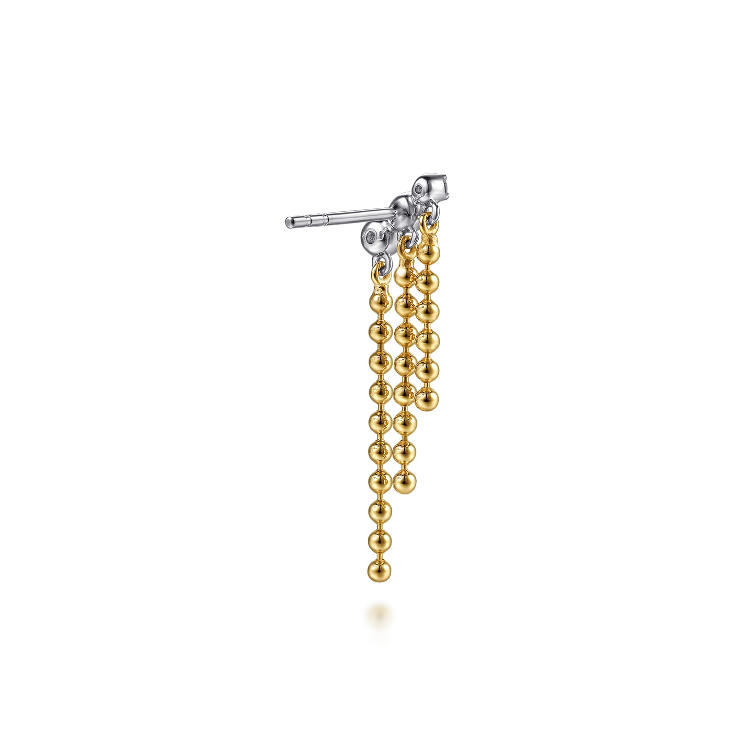 14K White and Yellow Gold Bujukan Beaded Leaf Diamond Drop Chandelier Earrings - 0.24 ct - Shot 2