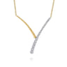 14K White and Yellow Gold Bujukan Beads and Diamond Y Necklace - 1.25 ct