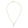 14K White and Yellow Gold Bujukan Beads and Diamond Y Necklace - 1.25 ct