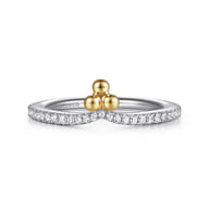14K White and Yellow Gold Bujukan Clover And Diamond Smart Ring Enhancer