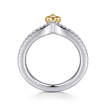 14K White and Yellow Gold Bujukan Clover And Diamond Smart Ring Enhancer