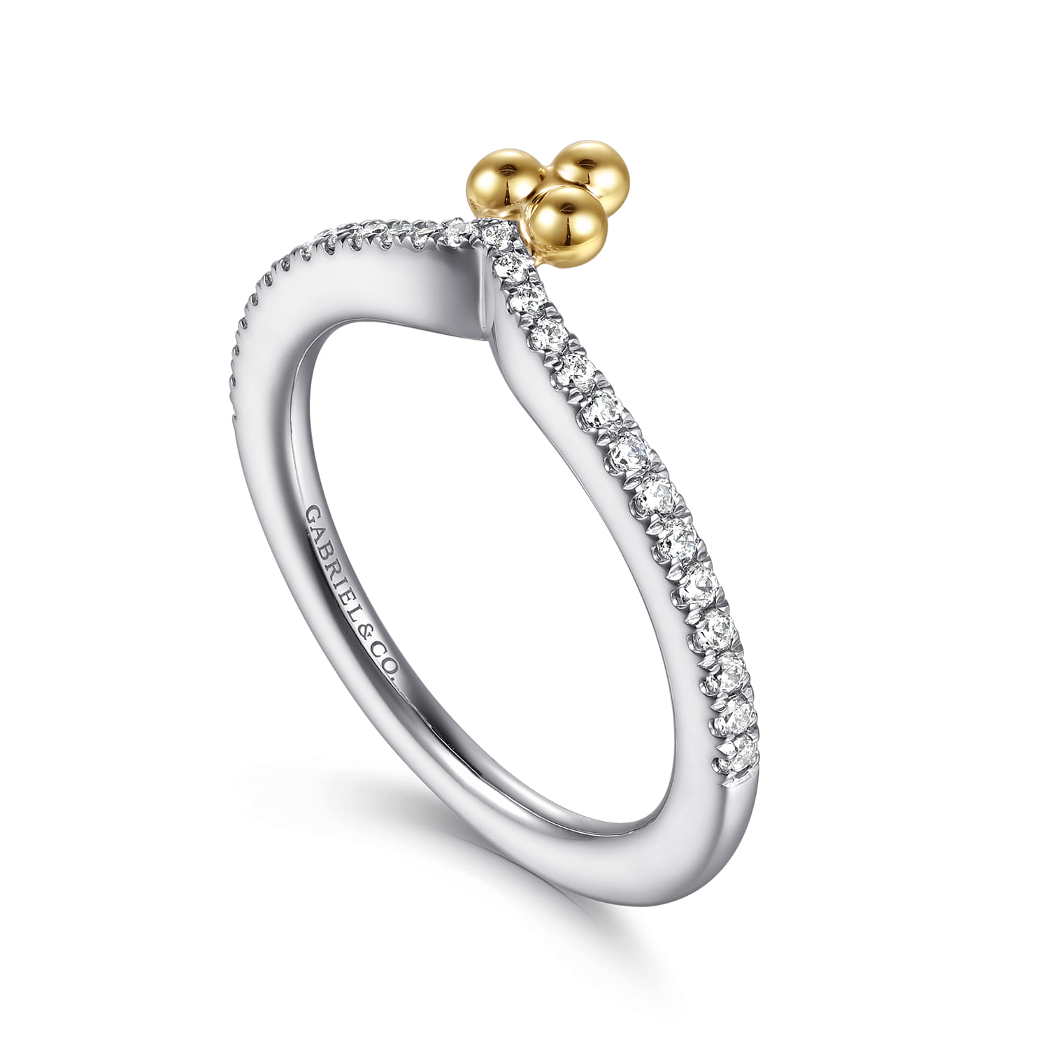 14K White and Yellow Gold Bujukan Clover And Diamond Smart Ring Enhancer - 0.25 ct - Shot 3