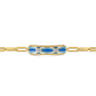 14K White and Yellow Gold Bujukan Diamond Bracelet with Blue and Dust Blue and White Enamel - 0.11 ct