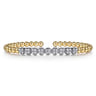 14K White and Yellow Gold Bujukan Diamond Cluster Split Bangle Bracelet - 0.75 ct