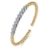 14K White and Yellow Gold Bujukan Diamond Cluster Split Bangle Bracelet - 0.75 ct