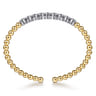 14K White and Yellow Gold Bujukan Diamond Cluster Split Bangle Bracelet - 0.75 ct