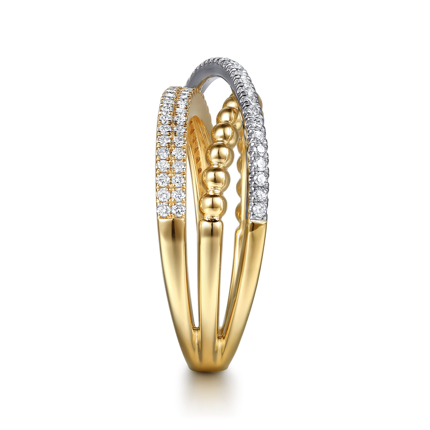14K White and Yellow Gold Bujukan Diamond Criss Cross Ring - 0.35 ct - Shot 4