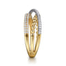 14K White and Yellow Gold Bujukan Diamond Criss Cross Ring - 0.35 ct