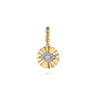 14K White and Yellow Gold Bujukan Diamond Cut Evil Eye Medallion Pendant With Detachable Bail - 0.2 ct