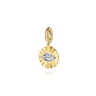 14K White and Yellow Gold Bujukan Diamond Cut Evil Eye Medallion Pendant With Detachable Bail - 0.2 ct