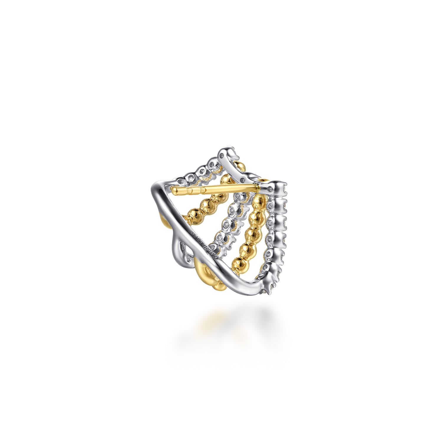 14K White and Yellow Gold Bujukan Diamond Huggie Earrings - 0.35 ct - Shot 2