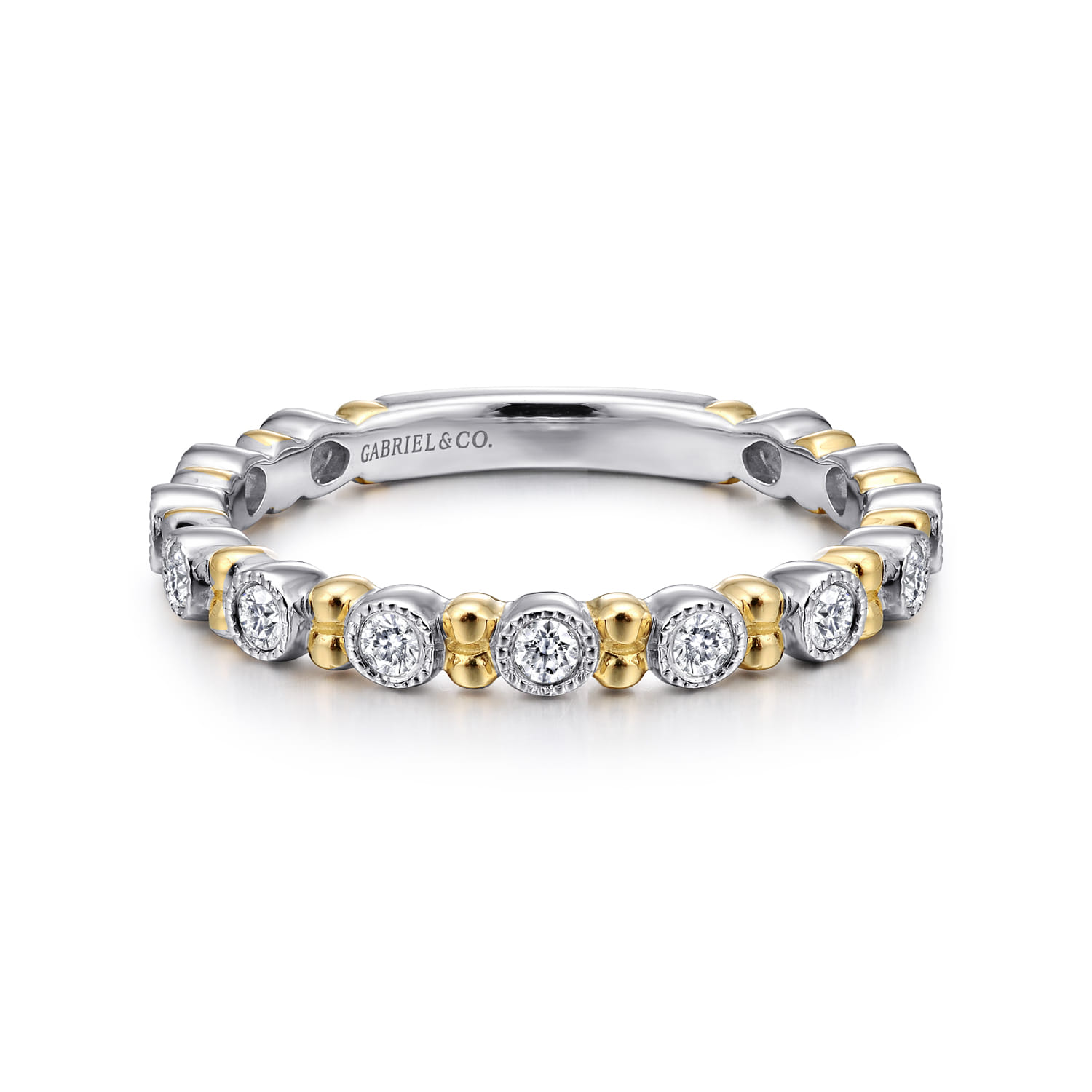 14K White and Yellow Gold Bujukan Diamond Stackable Ring - 0.23 ct - Shot 1