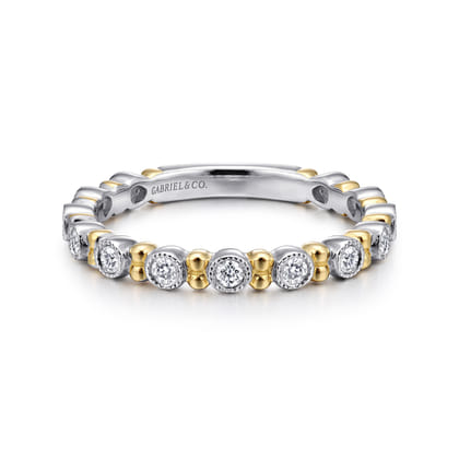 14K White and Yellow Gold Bujukan Diamond Stackable Ring