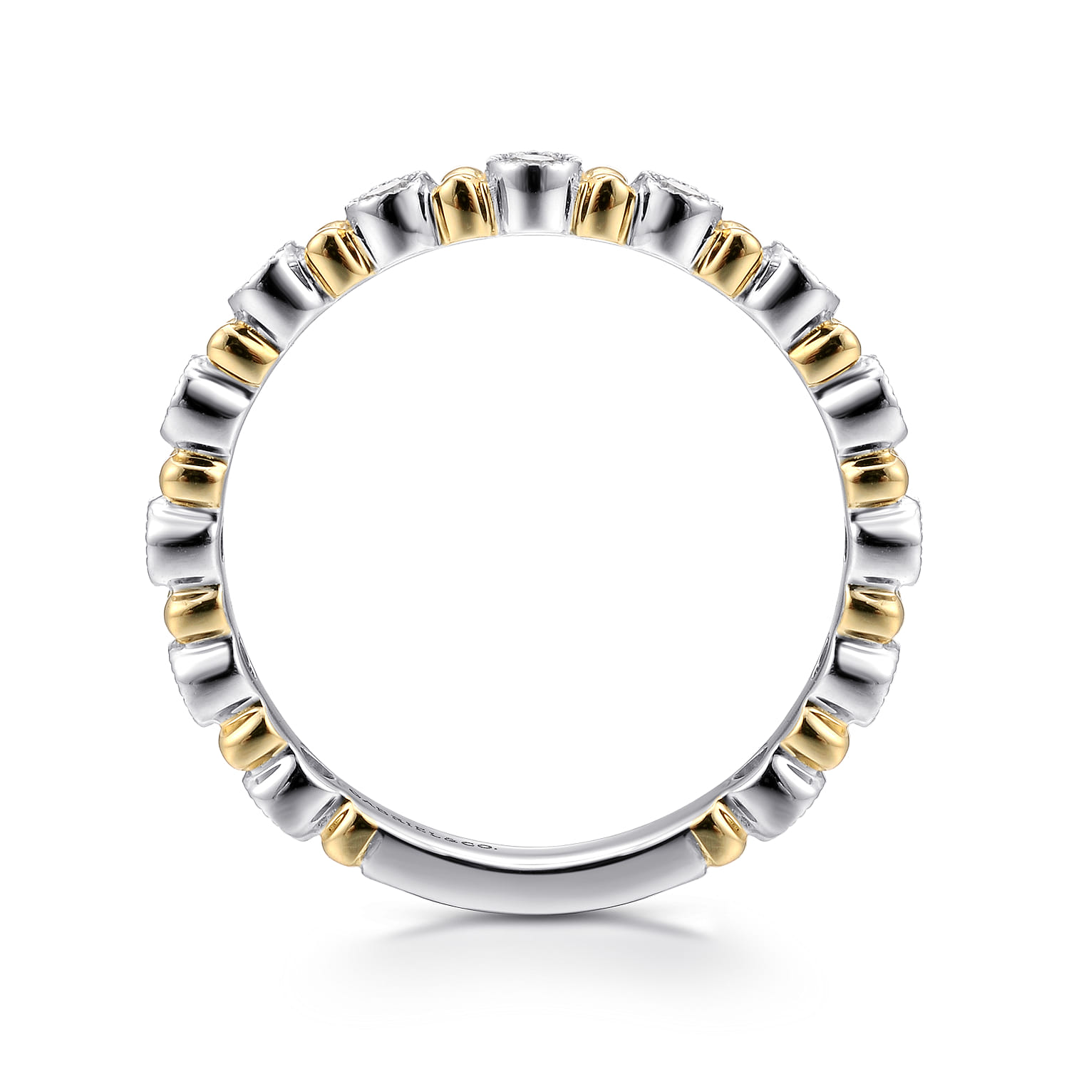 14K White and Yellow Gold Bujukan Diamond Stackable Ring - 0.23 ct - Shot 2